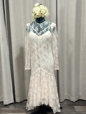 Gatsby Style Vintage Lace Wedding Dress - Handmade, Size S/M/L