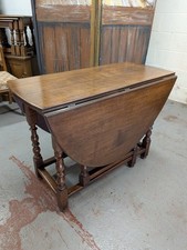 George VI Solid Oak Turned Gate Leg Table