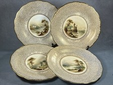 A Set of FOUR Sampson Bridgwood Gilt Vermicelli 22.5cm Decorative Plates c1860