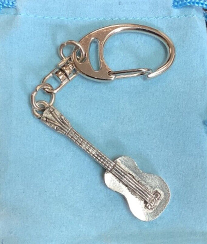 Ukulele silver pewter keyring - silver,