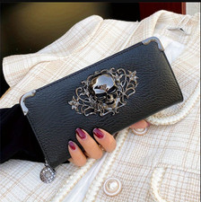 Black Gothic Skull Long Wallet