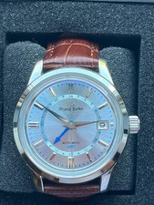 CUSTOM MOD GRAND SEIKO ELEGANCE GMT BRUSHED BLUE-SILVER DIAL  NH34A NEW