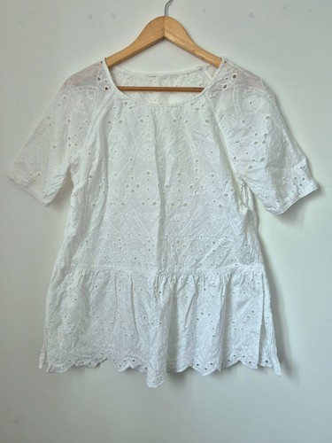White broderie anglaise peplum - white,