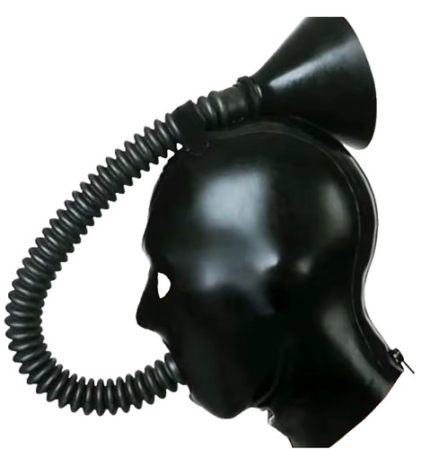 Black latex hood with - hood,