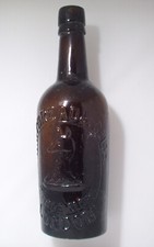 c1900! IMPRESSIVE WHITBREAD EMBOSSED DEER HEAD BROWN GLASS PINT BEER BOTTLE