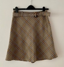 Beige/Brown Tartan Pattern Knee Length Skirt Size 8