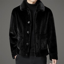 Men's Winter Business Casual Coat Faux Fur One-piece Double-sided Thick Jacket