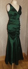 XSCAPE JOANNA CHEN GREEN TAFFETA RUCHED MERMAID EVENING MAXI DRESS UK 12