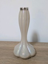 Loetz style opalescent Art Nouveau posy vase  with Hallmarked silver collar