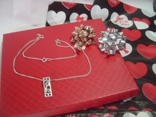 vintage Solid Silver Beautiful 18" chain & blue topaz rene mackintosh pendent