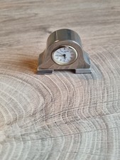 Vintage Minature Quartz  Mantel Clock Paperweight Silver Tone