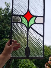 Old Antique piece of leaded stained glass 23 1/2cms W x 43cms H