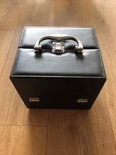 Black Faux Leather Vanity MakeUp Carry Case Cosmetic Jewellery Storage Box Cube