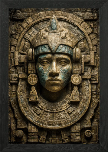 Aztec stone carving with - aztec,