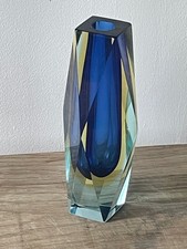 Murano Sommerso Vase Blue Yellow Clear. No Damages.