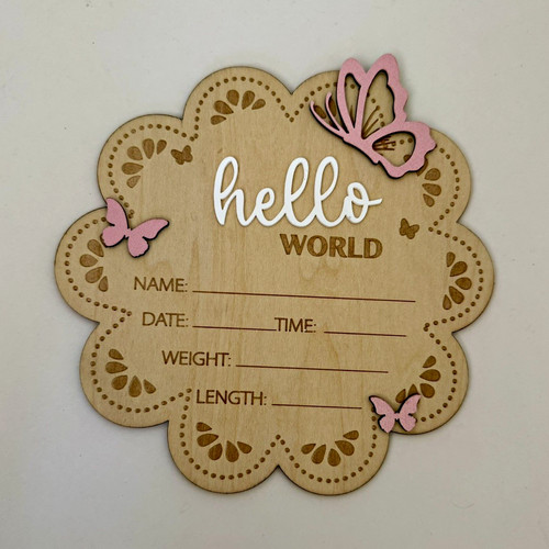 Wooden baby birth announcement - wooden,