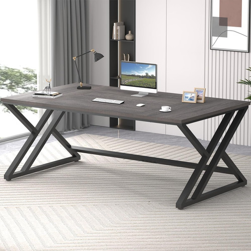 Long rustic computer desk - long,
