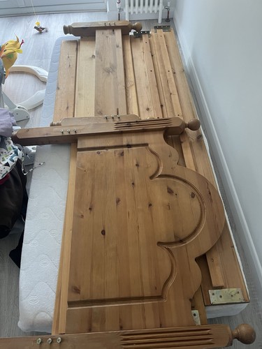 Single wooden bed with - wooden,