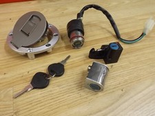 Motorcycle Fuel cap, ignition,helmet and steering lock set with 2 keys.