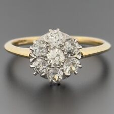 Vintage 18ct Yellow Gold 1ct Diamond Cluster Ring Size R 1/2