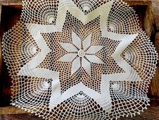 Vintage hand crocheted white cotton large doily/ centrepiece 46 cm