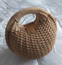 Rattan round handbag, small