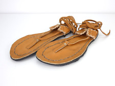 Thong Sandals Handmade Flat Leather Lace Up Roman Ankle Ties Gladiator 40 UK 7