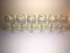 6 X Stuart Crystal Cut Glass Wine Glasses - Large Size.
