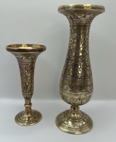 Two brass etched vase - two, set,