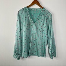 Tucker Floral Silk Blouse Size Small