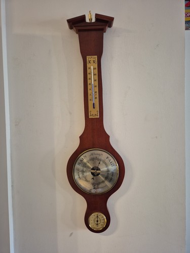 Vintage wood banjo barometer - wood,