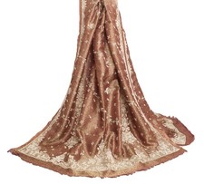 Sushila Vintage Maroon Zardozi Work Heavy Dupatta Blend Tissue Floral Long Stole