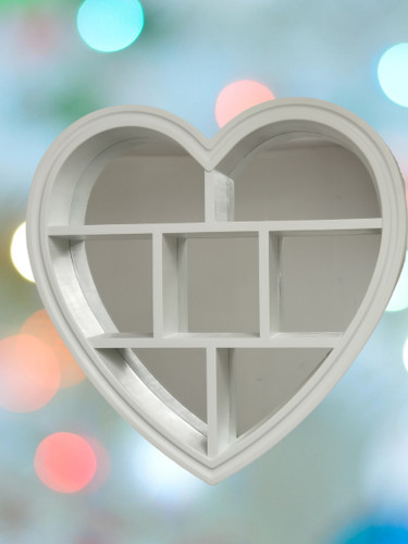White heart mirror shelf - white,