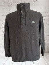 Lacoste Knitted Quarter-Button Pullover Wool Jumper Brown Size M Vintage 90s