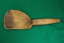 Antique Primitive Hand Carved Wooden Butter Paddle with Unique Flat Side