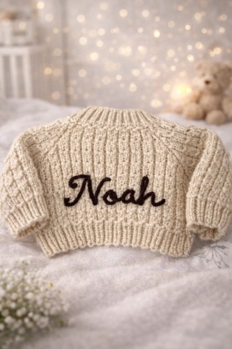Hand knitted personalised baby - knitted,