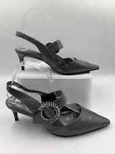 M&S New Grey Patent Kitten Heel. RRP£39.50 Pointed Toe. Rhinestone. Size 5. EU38