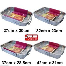 NEW LARGE ROASTING TRAY OVEN PAN DISH BAKING ROASTER TIN GRILL STAINLESS STEEL