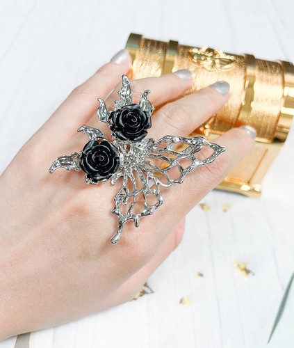 Butterfly ring vintage black - ring,,