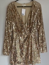 H&M Gold Sequin Wrap Over