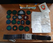 Vintage 1960s Girl Guide Belt & Buckle, Badges, Certificates, etc.           