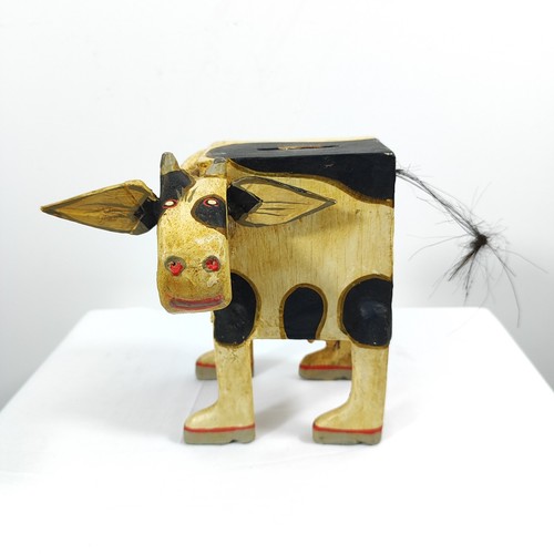 Quirky handmade wooden cow - quirky,