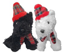 West Highland Terrier Tartan Hat & Scarf Burns Night Soft Toy Scottie Dog Teddy
