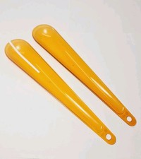 Set of 2 Long Handle Yellow Plastic Shoe Horns, Spoon Shape Shoe Helpers ~12" 