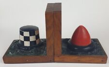 5922 A Pair Of Wooden Bookends Each Decorated With A Navigation Buoy/Marker