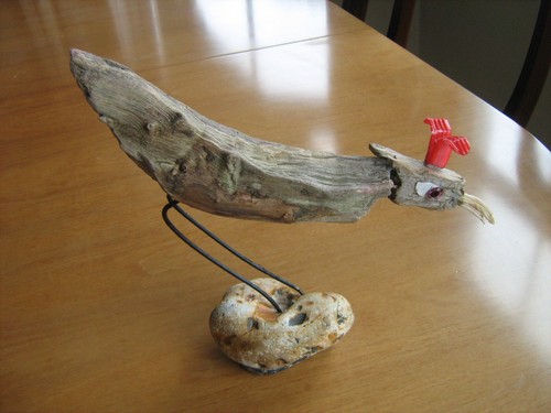 Driftwood bird sculpture - bird,