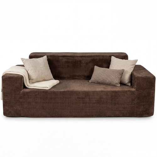 Corduroy seater sofa - seater, brown
