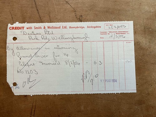 1954 credit note smith - 1954,