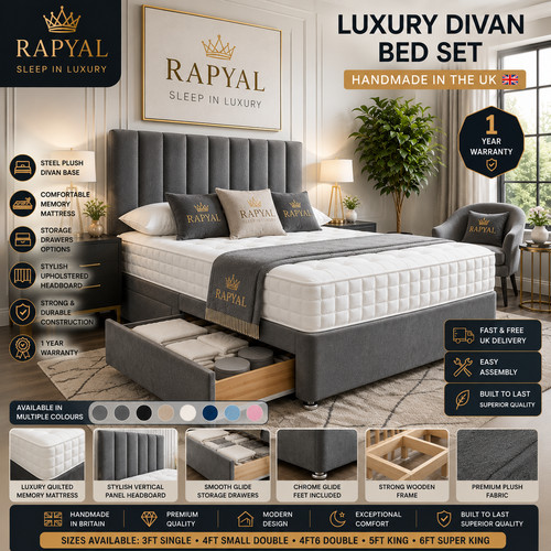 Luxury divan bed set with - bed,