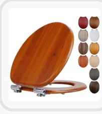 Fanmitrk Wooden Toilet Seat Mahogany with Soft Close Adjustable Solid Hinges, MD
